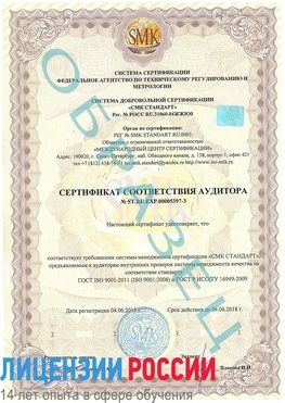 Образец сертификата соответствия аудитора №ST.RU.EXP.00005397-3 Вилючинск Сертификат ISO/TS 16949